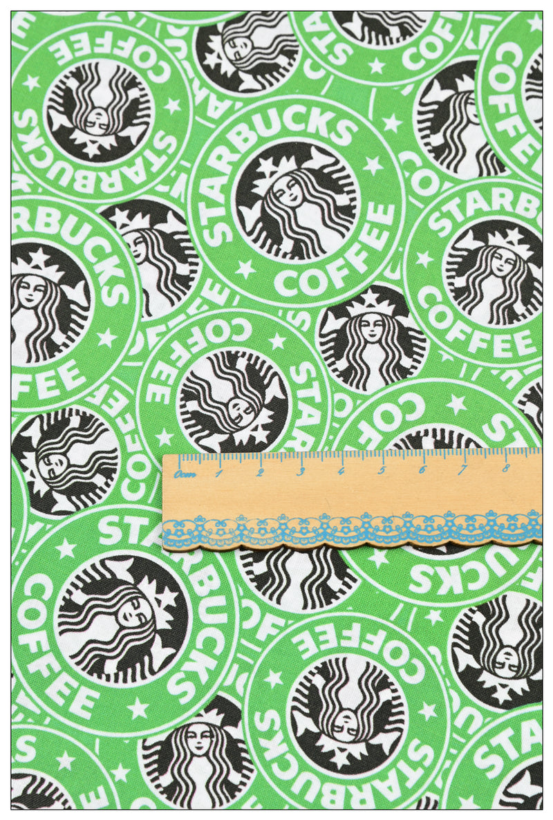 Starbucks Logo green! 1 Yard Medium Cotton Fabric by a Yard for Style Clothes, Bags