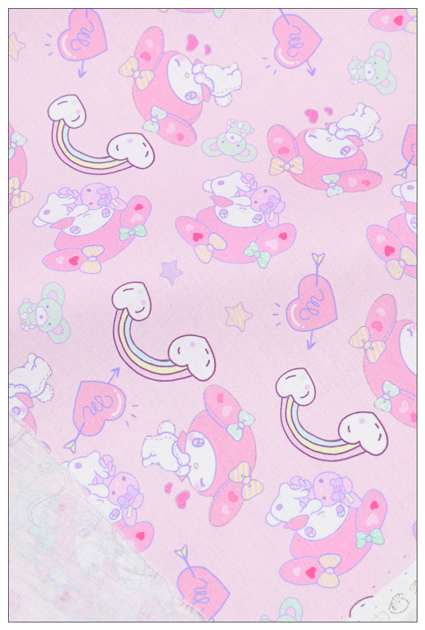 Sanrio Characters My Melody 2 prints! 1 Yard Printed Cotton Fabric, Fabric by Yard, Yardage Bag Fabrics, Children Fabrics, Kids, Japanese