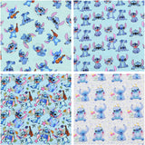 Stitch the Cartoon 4 prints blue! 1 Yard Printed Cotton Fabric by Yard, Yardage Fabrics, Children  Kids 2103