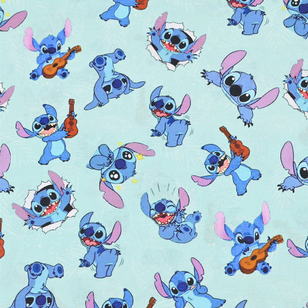 Stitch the Cartoon 4 prints blue! 1 Yard Printed Cotton Fabric by Yard, Yardage Fabrics, Children  Kids 2103
