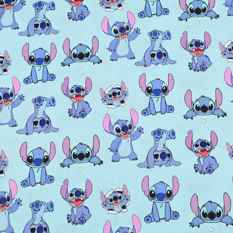 Stitch the Cartoon 4 prints blue! 1 Yard Printed Cotton Fabric by Yard, Yardage Fabrics, Children  Kids 2103