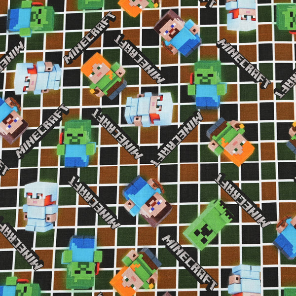 Minecraft the game Mosaic ! 1 Yard Medium Printed Cotton Fabric, Fabric by Yard, Yardage Cotton Fabrics online Game