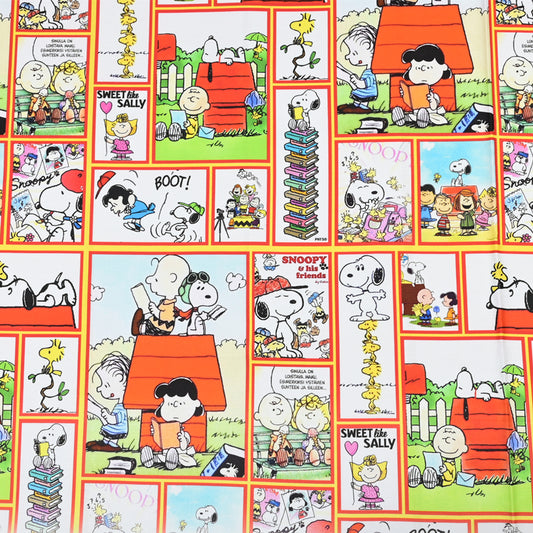 Snoopy and his Friends Comics orange! 1 Yard Plain Cotton Fabric by Yard, Yardage Cotton Fabrics for Style Craft Bags