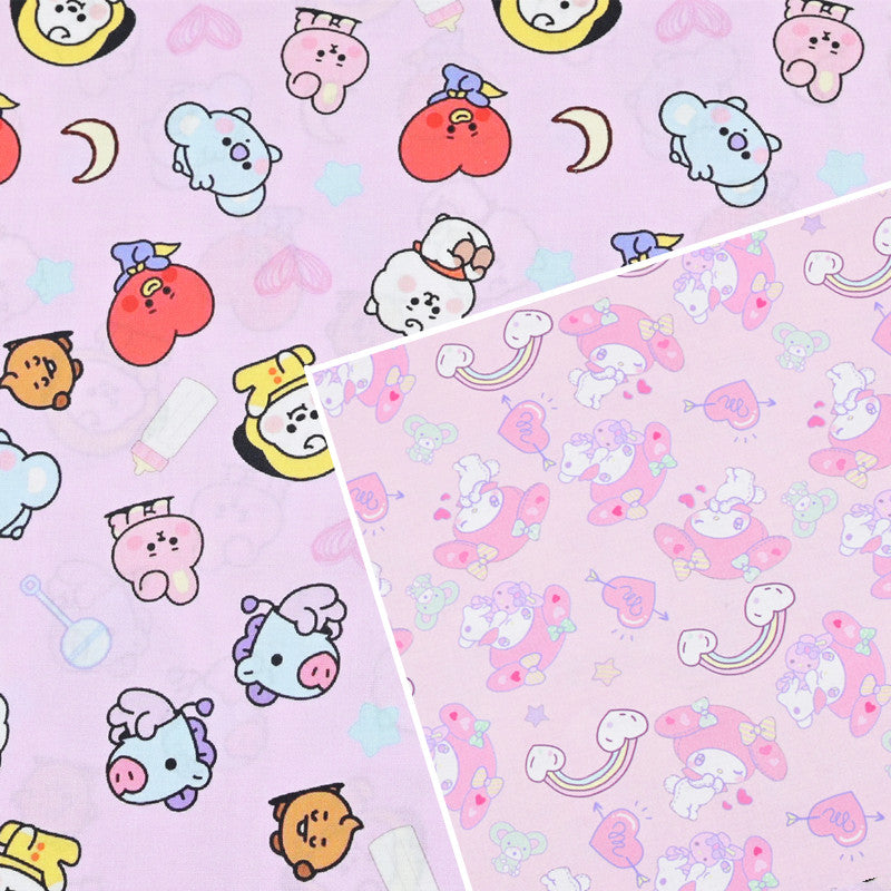 Sanrio Characters My Melody 2 prints! 1 Yard Printed Cotton Fabric, Fabric by Yard, Yardage Bag Fabrics, Children Fabrics, Kids, Japanese