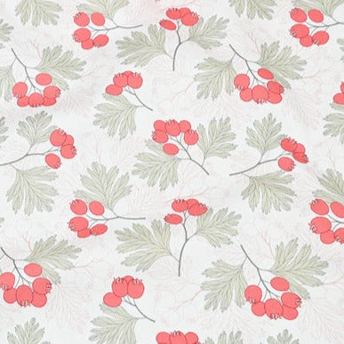 Red Berries Floral Plant! 1 Yard Quality Stiff Cotton Toile Canvas Fabric by Yard, Yardage Cotton Canvas Fabrics for Bags