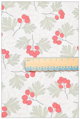 Red Berries Floral Plant! 1 Yard Quality Stiff Cotton Toile Canvas Fabric by Yard, Yardage Cotton Canvas Fabrics for Bags