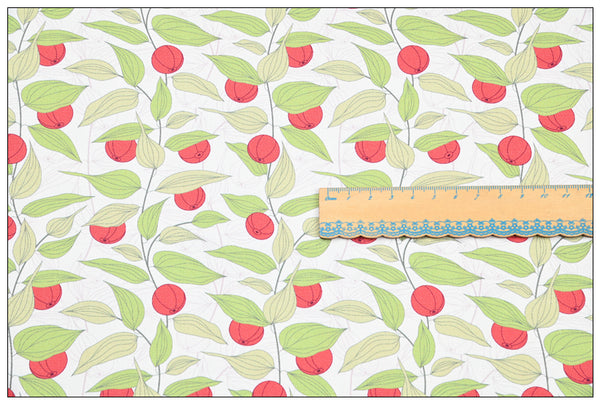 Red Fruit Plant! 1 Yard Quality Stiff Cotton Toile Canvas Fabric by Yard, Yardage Cotton Canvas Fabrics for Bags