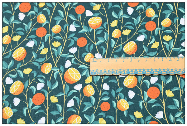 Orange Fruit Plant! 1 Yard Quality Stiff Cotton Toile Canvas Fabric by Yard, Yardage Cotton Canvas Fabrics for Bags