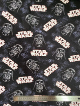 Darth Vader Black Star Wars ! 1 Meter Medium Thickness Cotton Fabric, Fabric by Yard, Yardage Cotton Fabrics for  Style Garments