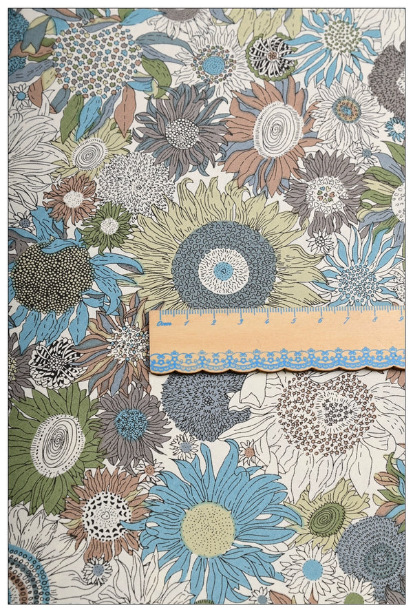 Drawing Sunflowers! 1 Yard printed fabric plain cotton cloth fabric pure cotton, Floral Fabric Yardage by Yard 202101