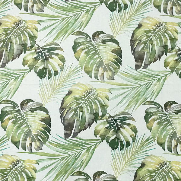 Tropical Leaves Green! 1 Yard Quality Stiff Cotton Toile Fabric, Fabric by Yard, Yardage Cotton Canvas Fabrics for Bags