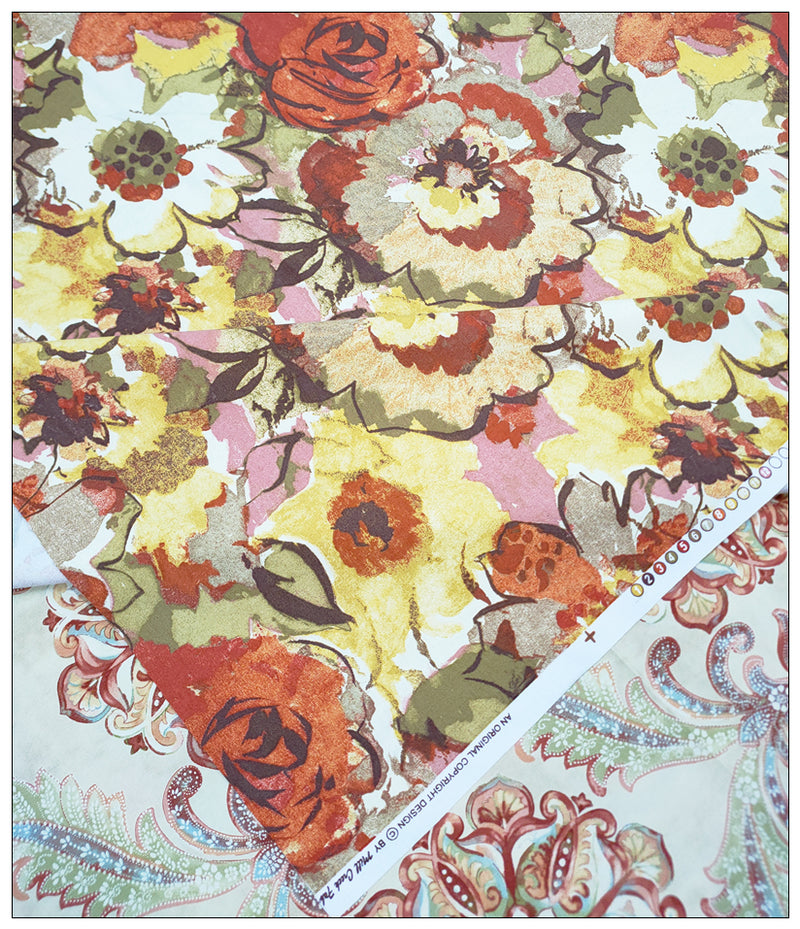 Art Painting Floral! 1 Yard High Quality Stiff Cotton Toile Fabric, Fabric by Yard, Yardage Cotton Canvas Fabrics for Bags