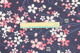 Sakura Cherry Flowers Japanese Style Retro Floral! 1 Meter Medium Summer Slub Cotton Floral Fabric by Yard, Yardage Cotton Fabrics Style Garments, Bags