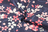 Sakura Cherry Flowers Japanese Style Retro Floral! 1 Meter Medium Summer Slub Cotton Floral Fabric by Yard, Yardage Cotton Fabrics Style Garments, Bags