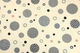 Japanese Style Polka Dots with Pattern! 1 Meter Medium Summer Slub Cotton Floral Fabric by Yard, Yardage Cotton Fabrics Style Garments, Bags