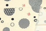 Japanese Style Polka Dots with Pattern! 1 Meter Medium Summer Slub Cotton Floral Fabric by Yard, Yardage Cotton Fabrics Style Garments, Bags