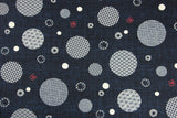 Japanese Style Polka Dots with Pattern! 1 Meter Medium Summer Slub Cotton Floral Fabric by Yard, Yardage Cotton Fabrics Style Garments, Bags