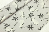 Pineapple and Palm Tree Gray Japanese Style Retro Pattern! 1 Meter Medium Summer Slub Cotton Floral Fabric by Yard, Yardage Cotton Fabrics Style Garments, Bags