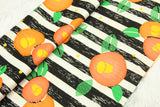 Orange Fruit with Stripes Japanese Style Retro Pattern! 1 Meter Medium Summer Slub Cotton Floral Fabric by Yard, Yardage Cotton Fabrics Style Garments, Bags