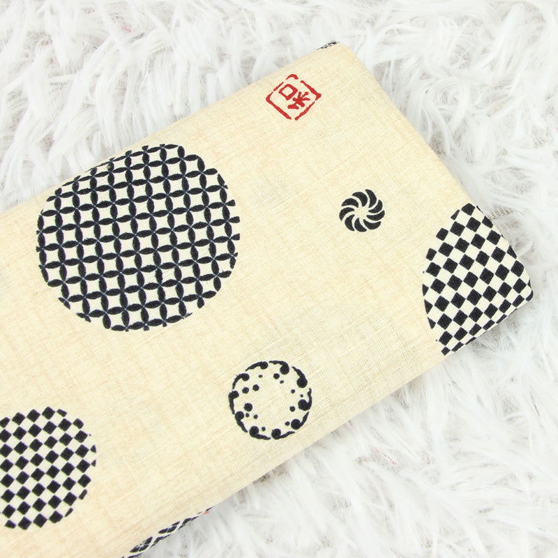 Japanese Style Polka Dots with Pattern! 1 Meter Medium Summer Slub Cotton Floral Fabric by Yard, Yardage Cotton Fabrics Style Garments, Bags