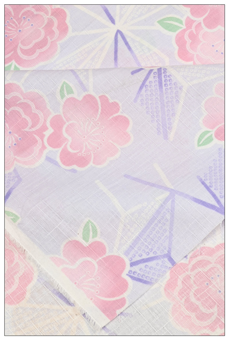 Big Plum Blooms Japanese Style Retro Floral! 1 Meter Medium Summer Slub Cotton Floral Fabric by Yard, Yardage Cotton Fabrics Style Garments, Bags