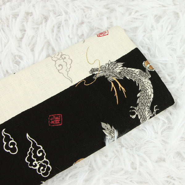 Dragon with Stripes Japanese Style Retro Pattern! 1 Meter Medium Summer Slub Cotton Floral Fabric by Yard, Yardage Cotton Fabrics Style Garments, Bags