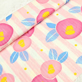 Orange Fruit with Stripes Japanese Style Retro Pattern! 1 Meter Medium Summer Slub Cotton Floral Fabric by Yard, Yardage Cotton Fabrics Style Garments, Bags