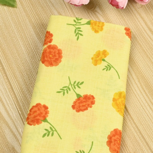 Flowers Japanese Style Retro Floral 2 Colors! 1 Meter Medium Summer Slub Cotton Floral Fabric by Yard, Yardage Cotton Fabrics Style Garments, Bags