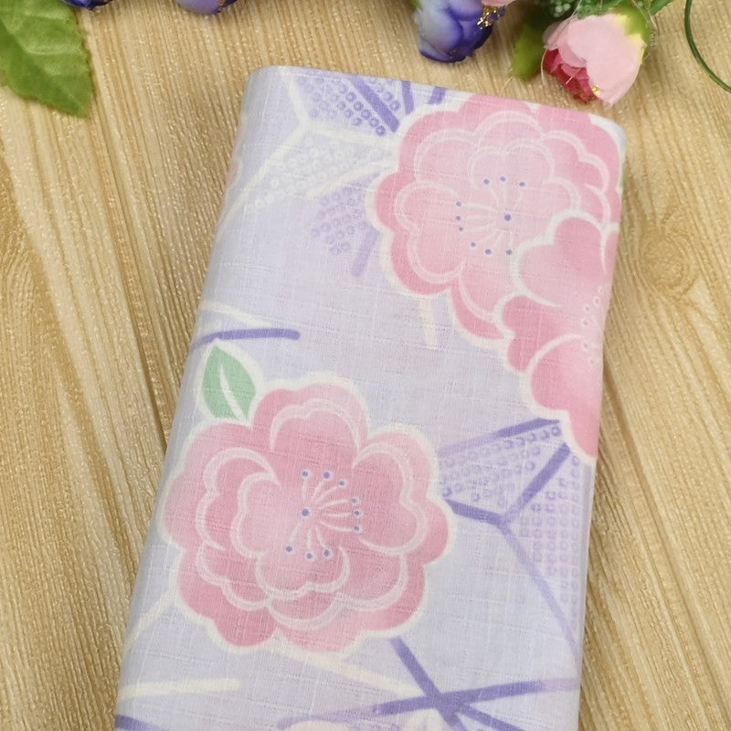 Big Plum Blooms Japanese Style Retro Floral! 1 Meter Medium Summer Slub Cotton Floral Fabric by Yard, Yardage Cotton Fabrics Style Garments, Bags