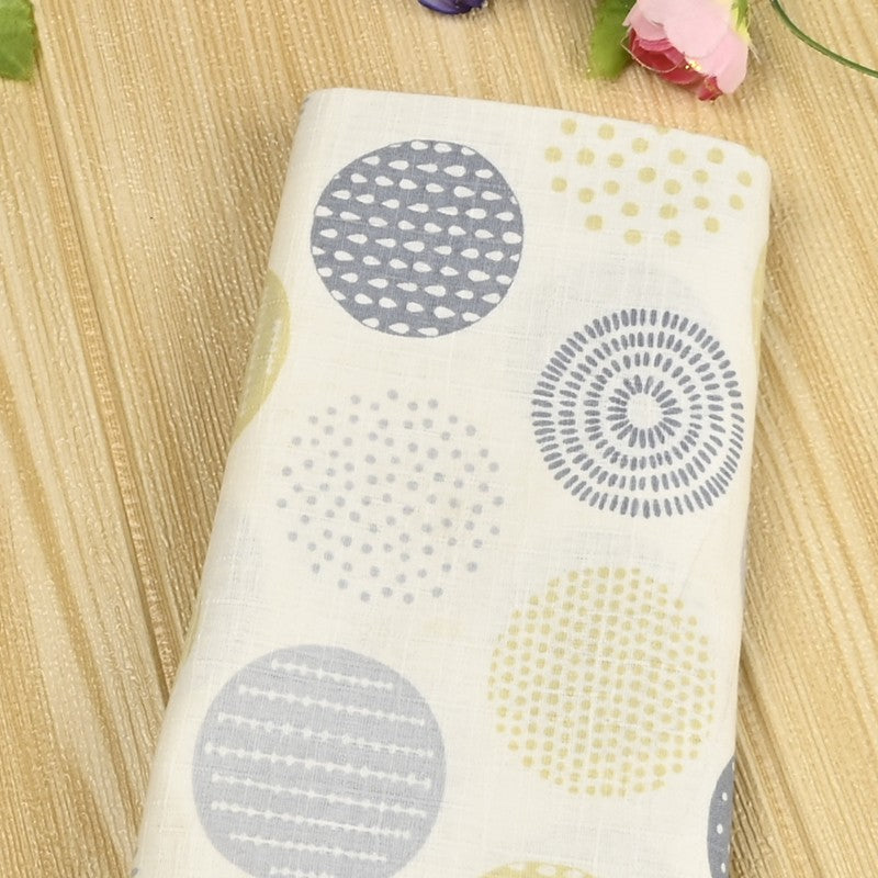 Gray Japanese Style Polka Dots with Pattern! 1 Meter Medium Summer Slub Cotton Floral Fabric by Yard, Yardage Cotton Fabrics Style Garments, Bags