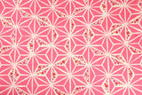 Diamonds Pink Japanese Style Retro Pattern! 1 Meter Medium Summer Slub Cotton Floral Fabric by Yard, Yardage Cotton Fabrics Style Garments, Bags