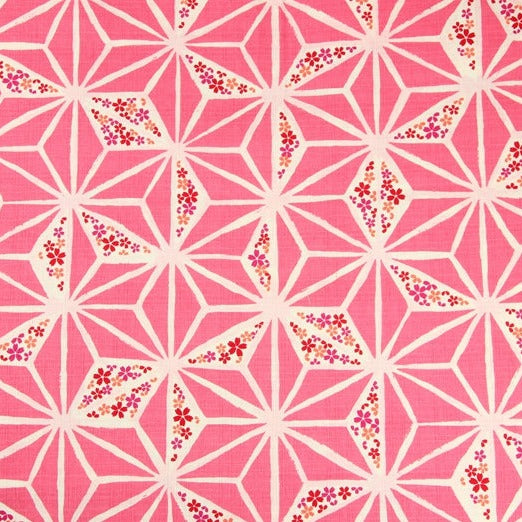 Diamonds Pink Japanese Style Retro Pattern! 1 Meter Medium Summer Slub Cotton Floral Fabric by Yard, Yardage Cotton Fabrics Style Garments, Bags