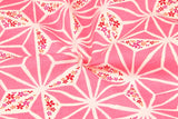 Diamonds Pink Japanese Style Retro Pattern! 1 Meter Medium Summer Slub Cotton Floral Fabric by Yard, Yardage Cotton Fabrics Style Garments, Bags