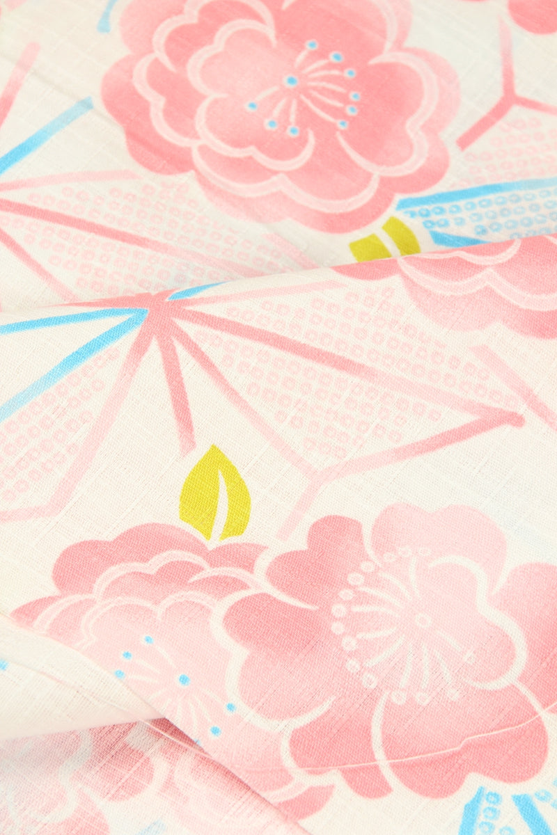 Big Plum Blooms Japanese Style Retro Floral! 1 Meter Medium Summer Slub Cotton Floral Fabric by Yard, Yardage Cotton Fabrics Style Garments, Bags