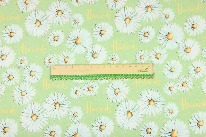 Daisy Flowers Harrrods the Department Store! 1 Meter Medium Thickness Printed Plain Cotton Fabric, Craft Fabric