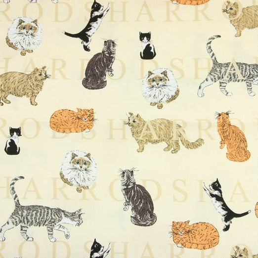 Cats Harrods Department Store! 1 Meter Medium Thickness Printed Plain Cotton Fabric, Craft Fabric