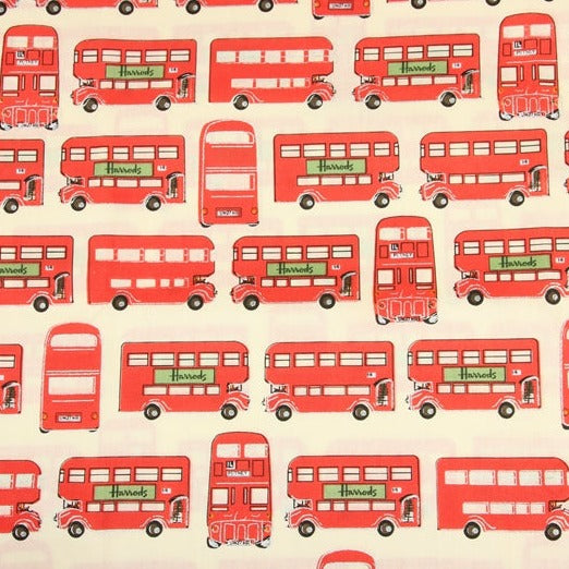 London Double Deck Bus Harrrods the Department Store! 1 Meter Medium Thickness Printed Plain Cotton Fabric, Craft Fabric