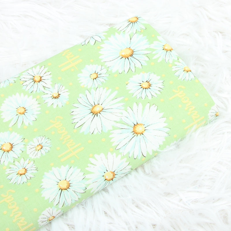 Daisy Flowers Harrrods the Department Store! 1 Meter Medium Thickness Printed Plain Cotton Fabric, Craft Fabric