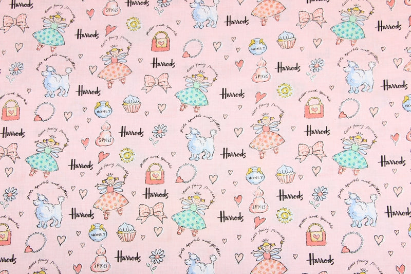 Little Fairy Princess Harrrods the Department Store! 1 Meter Medium Thickness Printed Plain Cotton Fabric, Craft Fabric