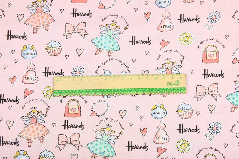 Little Fairy Princess Harrrods the Department Store! 1 Meter Medium Thickness Printed Plain Cotton Fabric, Craft Fabric