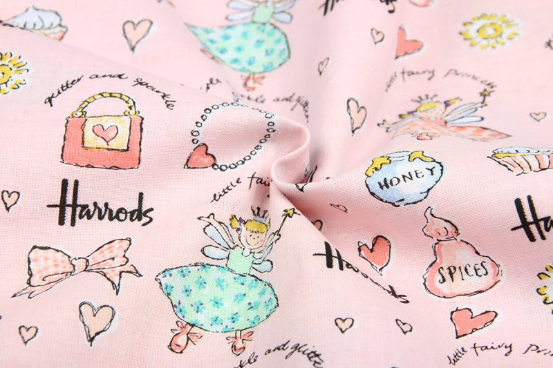 Little Fairy Princess Harrrods the Department Store! 1 Meter Medium Thickness Printed Plain Cotton Fabric, Craft Fabric