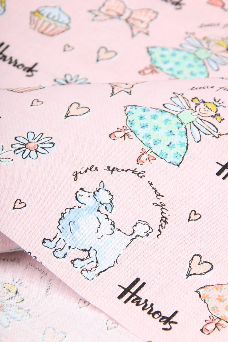 Little Fairy Princess Harrrods the Department Store! 1 Meter Medium Thickness Printed Plain Cotton Fabric, Craft Fabric
