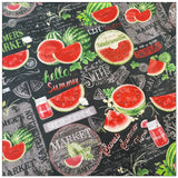 Hello Summer Watermelon Farmer's Market American Retro Pictures ! 1 Yard Medium Cotton Fabric, Fabric by Half Yard for Style Clothes, Bags