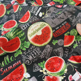 Hello Summer Watermelon Farmer's Market American Retro Pictures ! 1 Yard Medium Cotton Fabric, Fabric by Half Yard for Style Clothes, Bags