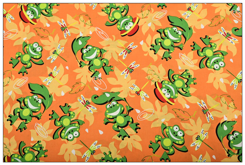 Adorable Frogs orange! 1 Meter Medium Weight Plain Cotton Fabric, Fabric by Yard, Yardage Cotton Fabrics for  Style Garments, Bags