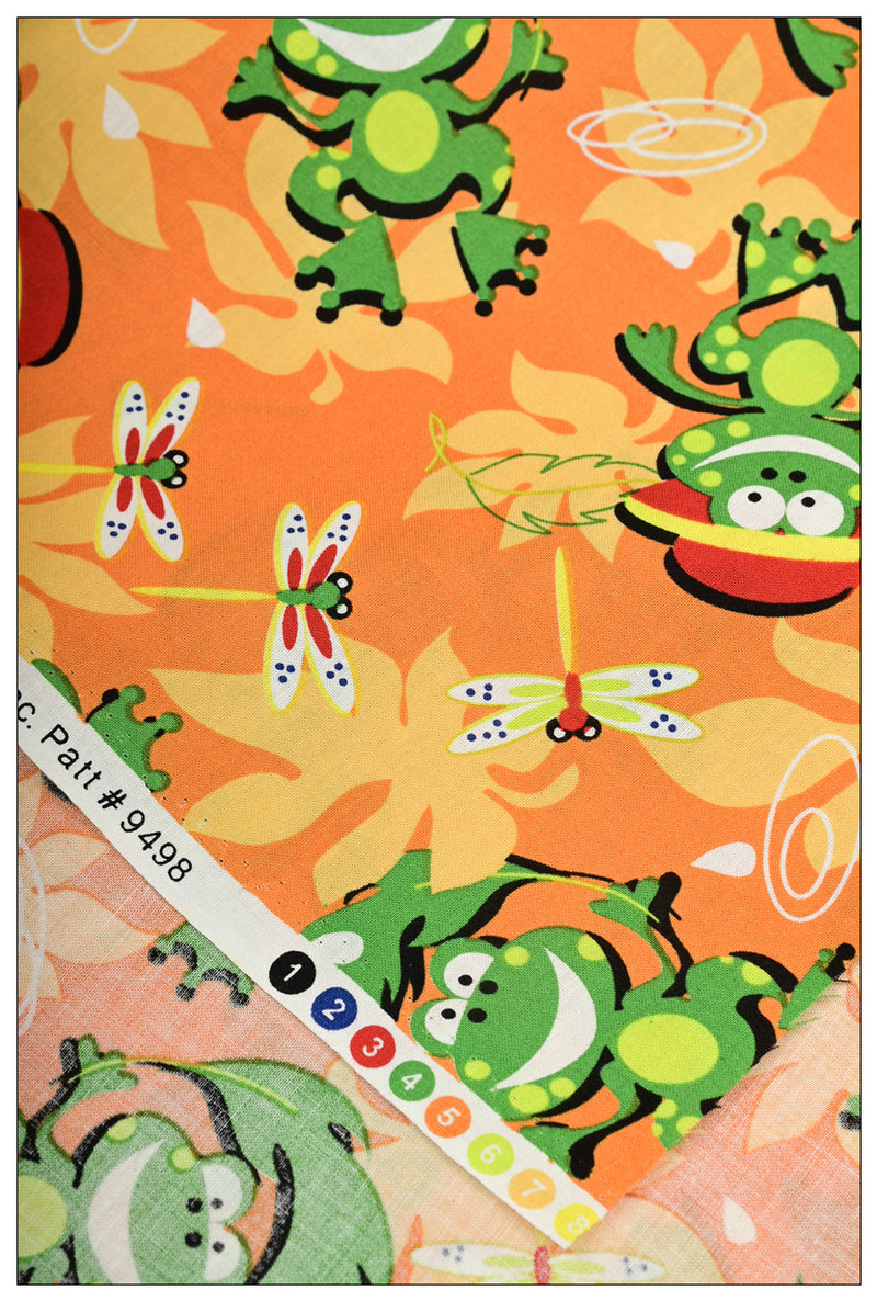 Adorable Frogs orange! 1 Meter Medium Weight Plain Cotton Fabric, Fabric by Yard, Yardage Cotton Fabrics for  Style Garments, Bags