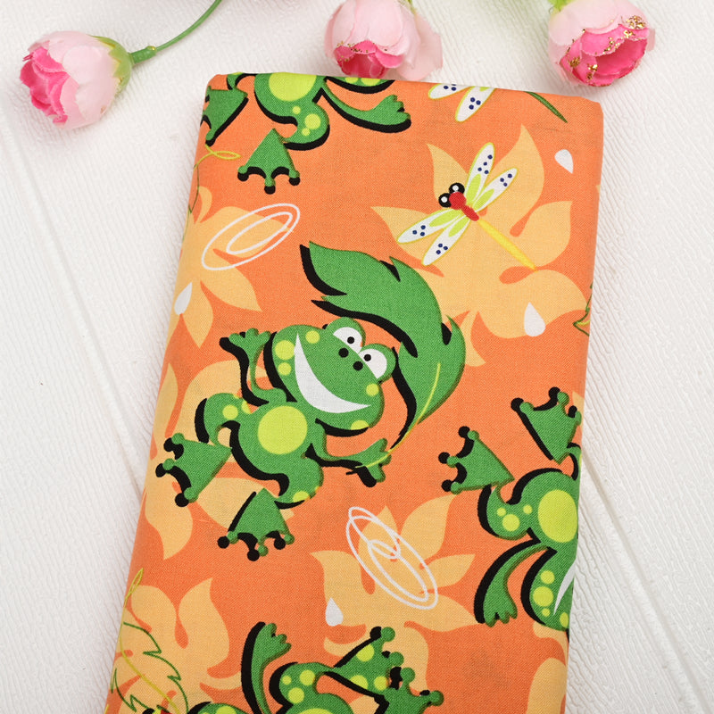 Adorable Frogs orange! 1 Meter Medium Weight Plain Cotton Fabric, Fabric by Yard, Yardage Cotton Fabrics for  Style Garments, Bags