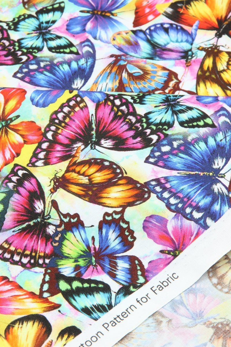 Butterfly Species Book 4 prints! 1 Yard Medium Thickness Plain Cotton Fabric, Fabric by Yard, Yardage Cotton Fabrics for Clothes Crafts