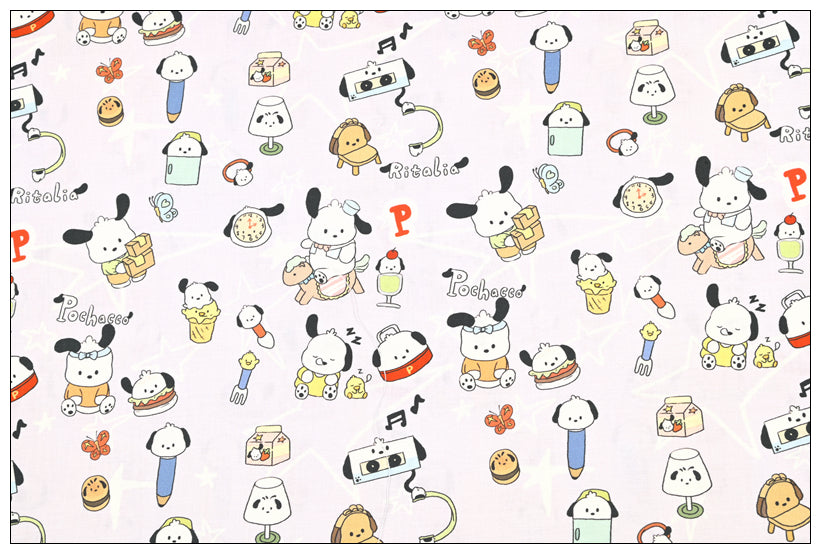 Hello Kitty My Melody Pochacco Anime! 1 Yard Printed Cotton Fabric, Fabric by Yard, Yardage Bag Fabrics, Children Fabrics, Kids, Japanese