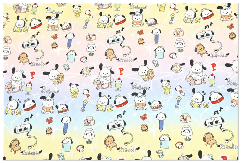 Hello Kitty My Melody Pochacco Sanrio! 1 Yard Printed Cotton Fabric, Fabric by Yard, Yardage Bag Fabrics, Children Fabrics, Kids, Japanese